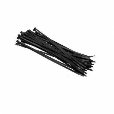 Afgeprijsde 100x kabelbinders tie-wraps zwart 4,8 x 370 mm