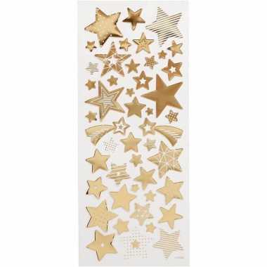 Afgeprijsde kerst sterren stickers goud 52 stuks