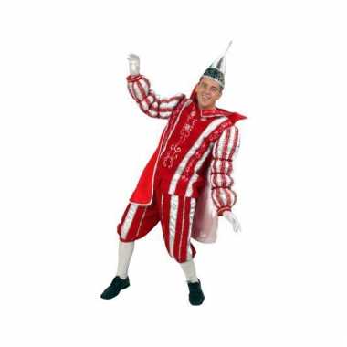 Afgeprijsde prins carnaval pak rood/wit