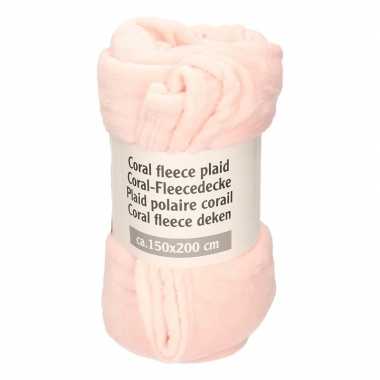 Afgeprijsde varkentjes roze fleece plaid/dekentje 150 x 200 cm