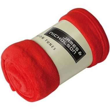 Afgeprijsde warme fleece dekens/plaids rood 120 x 160 cm 200 grams kw