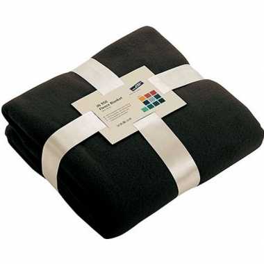 Afgeprijsde warme fleece dekens/plaids zwart 130 x 170 cm 240 grams k