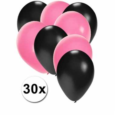 Ballonnen zwart en lichtroze 30x