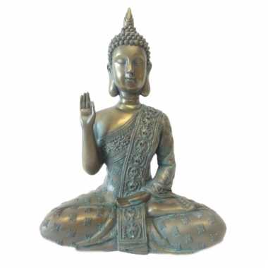 Grote polyresin boeddha brons beeld 28 cm