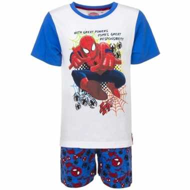 Kinderpyjama spiderman wit/blauw