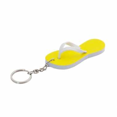 Mini sleutelhanger gele teenslipper 8 cm