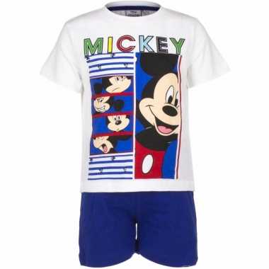 Pyjama met blauwe korte broek mickey mouse