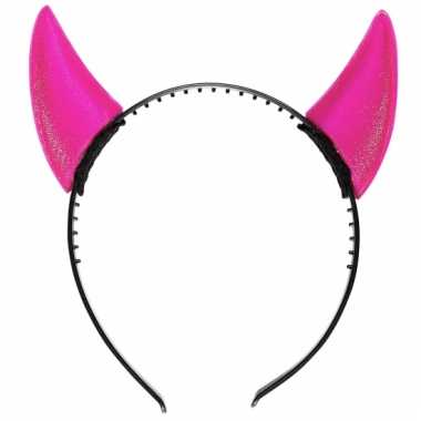 Roze duivel hoorntjes op haarband