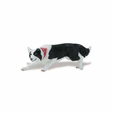 Speeldier border collie hond van plastic 12 cm