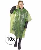 10x groene regen ponchos voor volwassenen