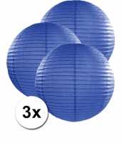 3 bolvormige lampionnen donker blauw 50 cm