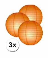 3 bolvormige lampionnen oranje 25 cm