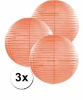 3 bolvormige lampionnen perzik 35 cm