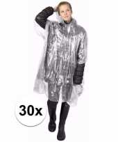 30x transparante regen ponchos voor volwassenen