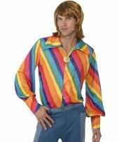 70s shirt met regenboog print