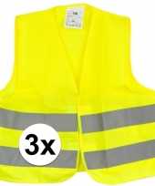 Afgeprijsde 3x reflecterende veiligheids vestjes geel voor jongens en meisjes