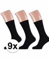 Afgeprijsde 9x basic zwarte sokken voor heren maat 47 50