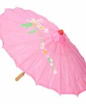 Afgeprijsde aziatische paraplu met bloemen roze