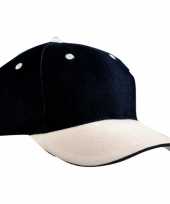 Afgeprijsde baseball cap zwart beige