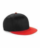 Afgeprijsde beechfield baseballcap zwart met rood