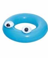 Afgeprijsde blauwe opblaasbare zwemband met oogjes 91 cm