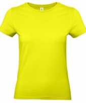 Afgeprijsde dames t-shirt neon geel met ronde hals