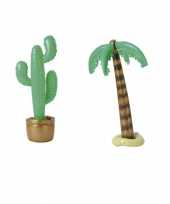 Afgeprijsde decoratie set cactus en palmboom opblaasbaar