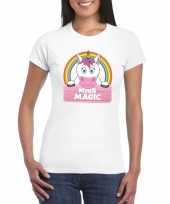 Afgeprijsde dieren shirt wit miss magic de eenhoorn voor dames