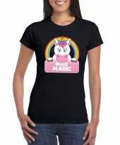 Afgeprijsde dieren shirt zwart miss magic de eenhoorn voor dames
