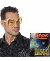 Afgeprijsde disco verkleedsetje gouden bril met disco ketting