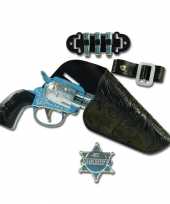 Afgeprijsde feest cowboy western revolver pistool 22 cm met holster