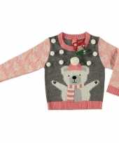 Afgeprijsde grijze kerstmis trui ijsbeer voor kinderen