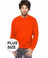 Afgeprijsde grote maten oranje sweater trui katoenmix voor heren