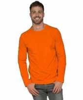 Afgeprijsde longsleeves basic shirts oranje voor mannen