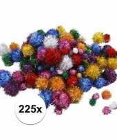 Afgeprijsde multi kleur decoratieve pompons met glitters 15 40 mm 10107820