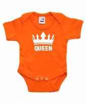 Afgeprijsde oranje koningsdag romperje queen met kroon baby