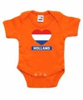 Afgeprijsde oranje rompertje holland hart vlag baby