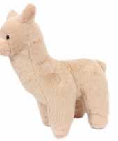 Afgeprijsde pluche kleine alpaca knuffel lichtbruin 17 cm