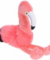 Afgeprijsde roze pluche flamingo knuffeldier 23 cm