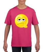 Afgeprijsde smiley t-shirt bedenkelijk roze kinderen