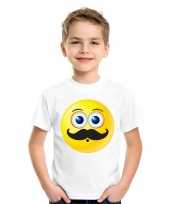 Afgeprijsde smiley t-shirt snor wit kinderen