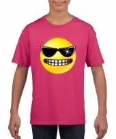 Afgeprijsde smiley t-shirt stoer roze kinderen
