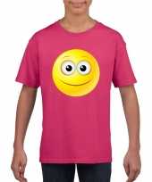 Afgeprijsde smiley t-shirt vrolijk roze kinderen