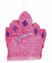 Afgeprijsde speelgoed kinderfeest pinata prinsessen koninginnen kronen roze 41 cm