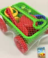 Afgeprijsde trek wagen met zandspeelgoed groen 7 delig