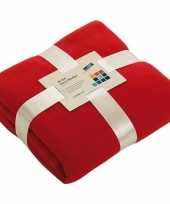 Afgeprijsde warme fleece dekens plaids rood 130 x 170 cm 240 grams kwaliteit