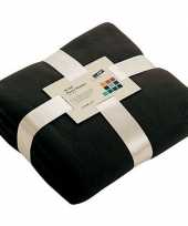 Afgeprijsde warme fleece dekens plaids zwart 130 x 170 cm 240 grams kwaliteit