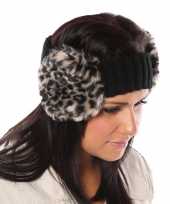 Afgeprijsde warme winter hoofdband namaakbont oorwarmers 10132521