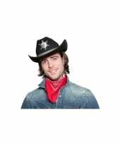 Afgeprijsde zwarte cowgirlhoed cowboyhoed met sheriff ster