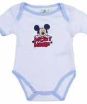 Baby kado mickey rompertje wit lichtblauw